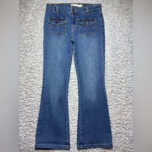 Levis Jeans Girls 14 Flare Denim Front Flap Pockets Adjustable Waist Western